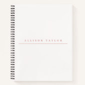 Eenvoudige elegante lichtroze aangepaste naam wit notitieboek (Voorkant)