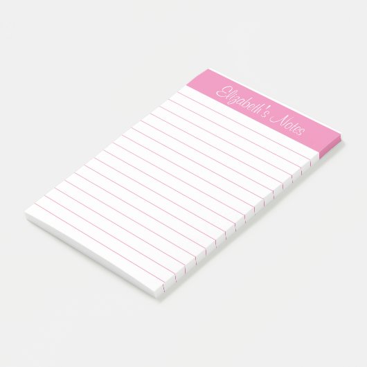 Eenvoudige elegante lichtroze naam op maat post-it® notes (Schuin)