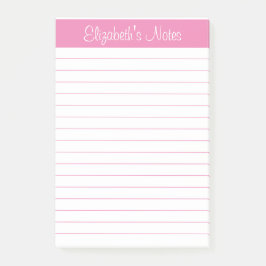 Eenvoudige elegante lichtroze naam op maat post-it® notes