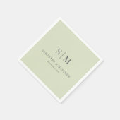 Eenvoudige Elegante Lichtwijze Groene Monogram Tro Servet (Hoek)