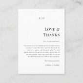 Eenvoudige elegante liefde & Bedankt bruiloft dank Plaatskaartje (Voorkant)