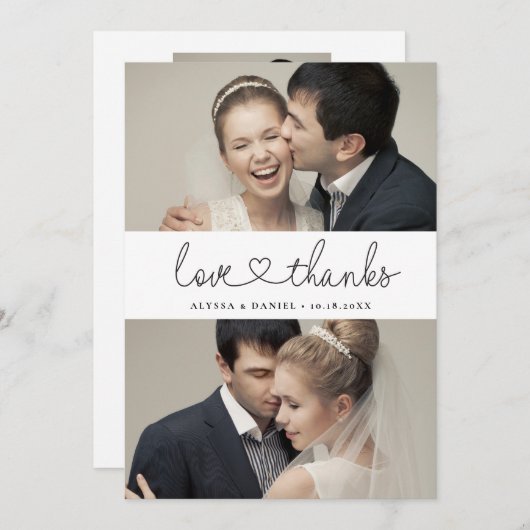 Eenvoudige Elegante Liefde en bedankt hart script (Voorkant / Achterkant)