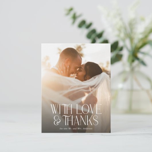 Eenvoudige Elegante Liefde en Bedankt Trouwfoto (Staand voorkant)