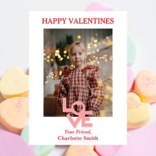 Eenvoudige Elegante Liefde foto klaslokaal valenti Feestdagenkaart