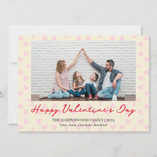 Eenvoudige Elegante Liefde Valentijnsdag Familiefo Feestdagenkaart