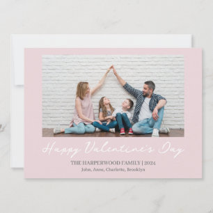 Eenvoudige Elegante Liefde Valentijnsdag Familiefo Feestdagenkaart