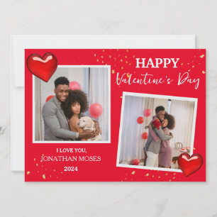 Eenvoudige Elegante Liefde valentijnsdag Koppel fo Feestdagenkaart