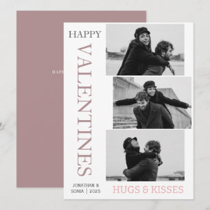 Eenvoudige Elegante Liefde Valentijnsdag paar 3 fo Feestdagenkaart