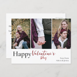 Eenvoudige Elegante Liefde Valentijnsdag paar 3 fo Feestdagenkaart