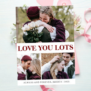 Eenvoudige Elegante Liefde Valentijnsdag paar 3 fo Feestdagenkaart