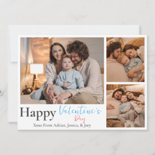 Eenvoudige Elegante Liefde Valentijnsdag paar 3 fo Feestdagenkaart