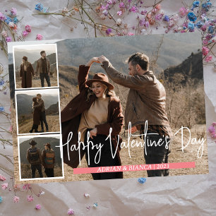 Eenvoudige Elegante Liefde Valentijnsdag paar 5 fo Feestdagenkaart