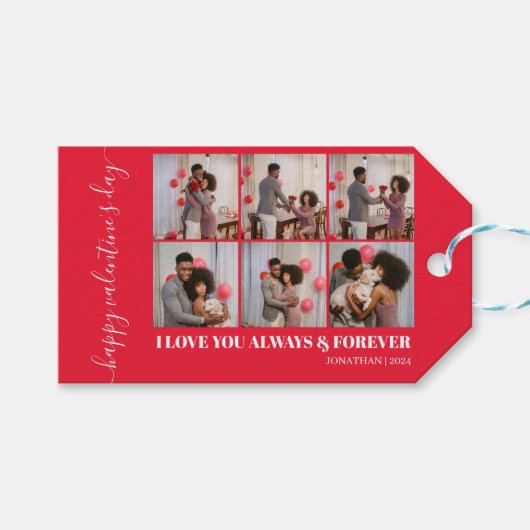 Eenvoudige Elegante Liefde Valentijnsdag paar foto Cadeaulabel (Voorkant (Horizontaal))