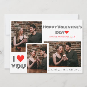 Eenvoudige Elegante Liefde Valentijnsdag paar foto Feestdagenkaart