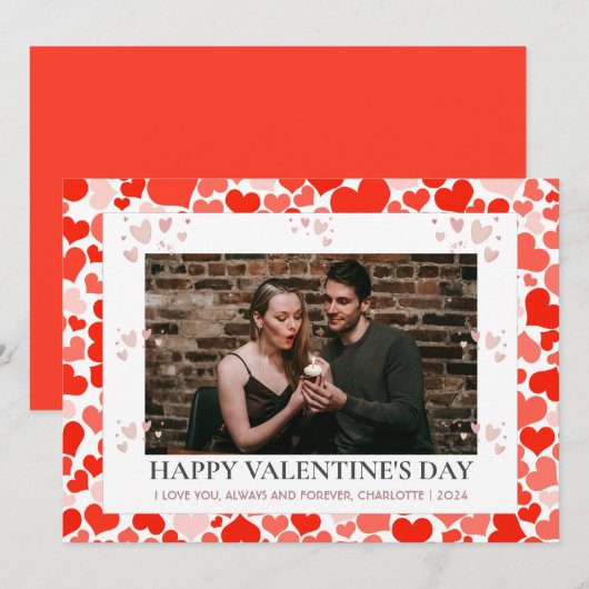 Eenvoudige Elegante Liefde Valentijnsdag paar foto Feestdagenkaart (Voorkant / Achterkant)