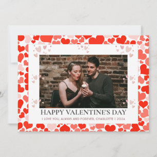 Eenvoudige Elegante Liefde Valentijnsdag paar foto Feestdagenkaart