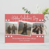 Eenvoudige Elegante Liefde Valentijnsdag paar foto Feestdagenkaart (Staand voorkant)