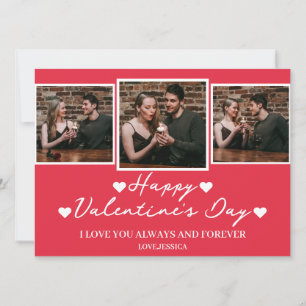 Eenvoudige Elegante Liefde Valentijnsdag Paar foto Feestdagenkaart