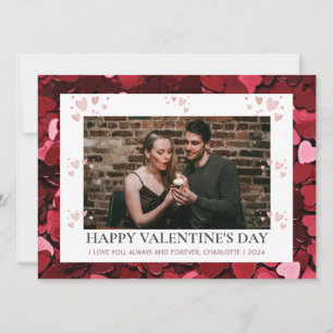 Eenvoudige Elegante Liefde Valentijnsdag paar foto Feestdagenkaart