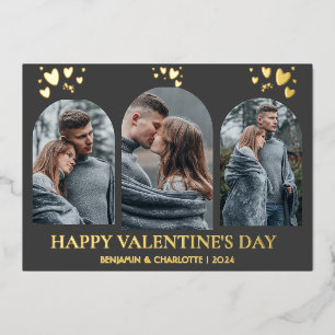 Eenvoudige Elegante Liefde Valentijnsdag paar foto Folie Feestdagenkaart