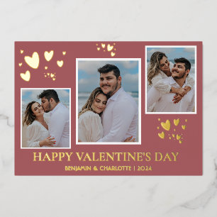 Eenvoudige Elegante Liefde Valentijnsdag paar foto Folie Feestdagenkaart