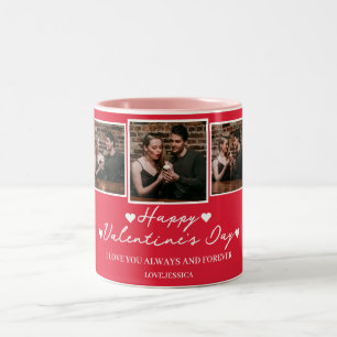 Eenvoudige Elegante Liefde Valentijnsdag Paar foto Tweekleurige Koffiemok