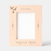 Eenvoudige Elegante Liefde Vogel Trouwfoto Gegraveerde Lijstjes (Voorkant)