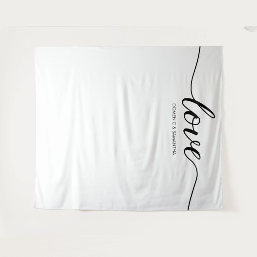 Eenvoudige Elegante Liefdesschrift Bruiloft achter Wandkleed (Voorkant (horizontaal))