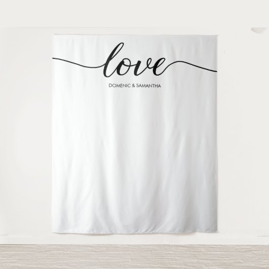 Eenvoudige Elegante Liefdesschrift Bruiloft achter Wandkleed (Voorkant)