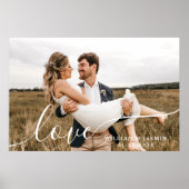 Eenvoudige Elegante Liefdesschrift Huwelijksfoto N Poster (Voorkant)