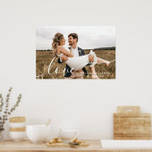 Eenvoudige Elegante Liefdesschrift Huwelijksfoto N Poster (Keuken)