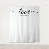 Eenvoudige Elegante Liefdesschrift Trouwachtergron Wandkleed (Voorkant)