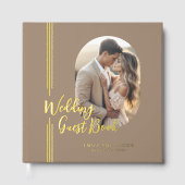 Eenvoudige Elegante Lijnen Ovaal Foto Bruiloft Gastenboek (Voorkant)