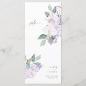 Eenvoudige Elegante Lila Aquarel Trouwdiner Menu (Voorkant)