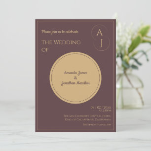 Eenvoudige Elegante Luxe Purple Gouden Bruiloft Kaart