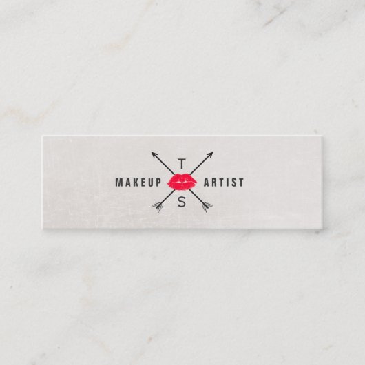 Eenvoudige elegante make-up artiest rode kussen li mini visitekaartje (Voorkant)