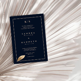 Eenvoudige & Elegante Marine Blauw Goud Ingelijste Kaart