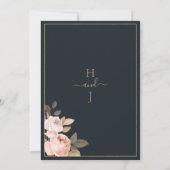 Eenvoudige elegante marine blauw goud roze bloemen kaart (Achterkant)