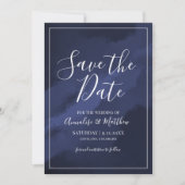 Eenvoudige Elegante Marine Blauw Save the Date Wed Kaart (Voorkant)