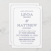 Eenvoudige Elegante Marine Blauw Wit Huwelijksuitn Kaart (Voorkant / Achterkant)