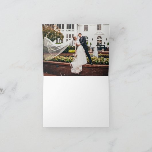 Eenvoudige Elegante Marineblauwe Foto Vouwkaart Be Bedankkaart (Binnen)