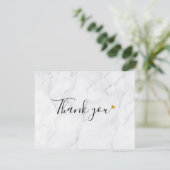 Eenvoudige Elegante Marmeren Script Gouden Hart Bedankkaart (Staand voorkant)
