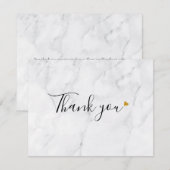 Eenvoudige Elegante Marmeren Script Gouden Hart Bedankkaart (Voorkant / Achterkant)
