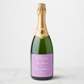 Eenvoudige Elegante Mauve Bruiloft Witte Script Na Sparkling Wijnetiket (Voorkant)