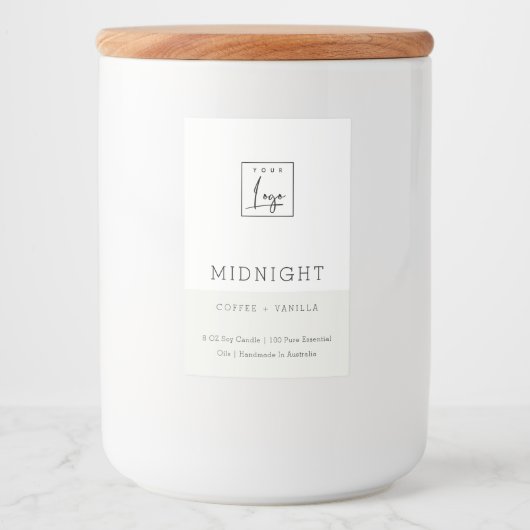 EENVOUDIGE ELEGANTE MINIMAAL MODERN LOGO WITTE KAN VOEDSELCONTAINER ETIKET (Voorkant)