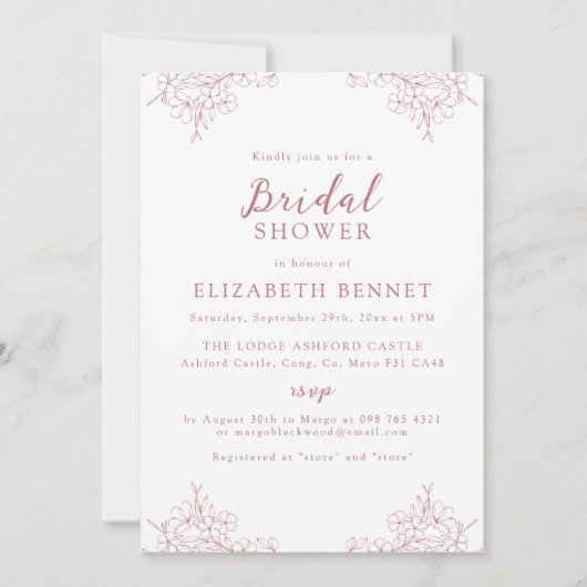 Eenvoudige Elegante Minimaal Roze Kersenbloesem Br Kaart (Voorkant)