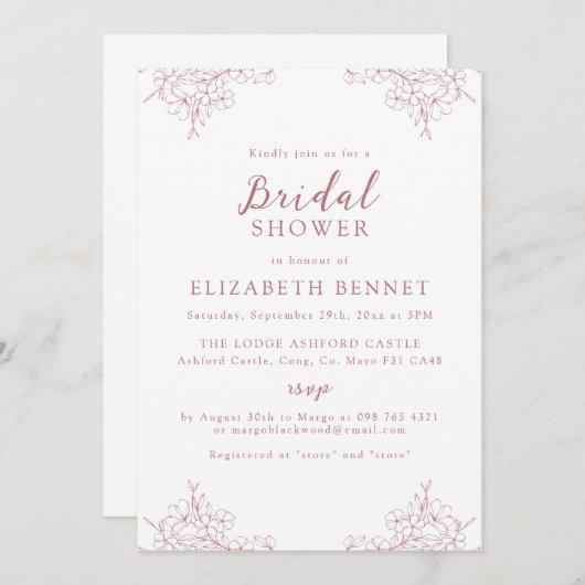 Eenvoudige Elegante Minimaal Roze Kersenbloesem Br Kaart (Voorkant / Achterkant)