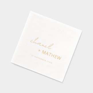 Eenvoudige Elegante Minimaal Typografie Script Wed Folie Servetten