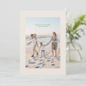Eenvoudige Elegante Minimal Green Cream Kerstfoto Feestdagenkaart (Staand voorkant)