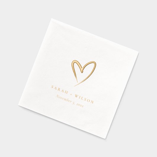 Eenvoudige Elegante Minimal Heart Custom Wedding Folie Servetten (Links)